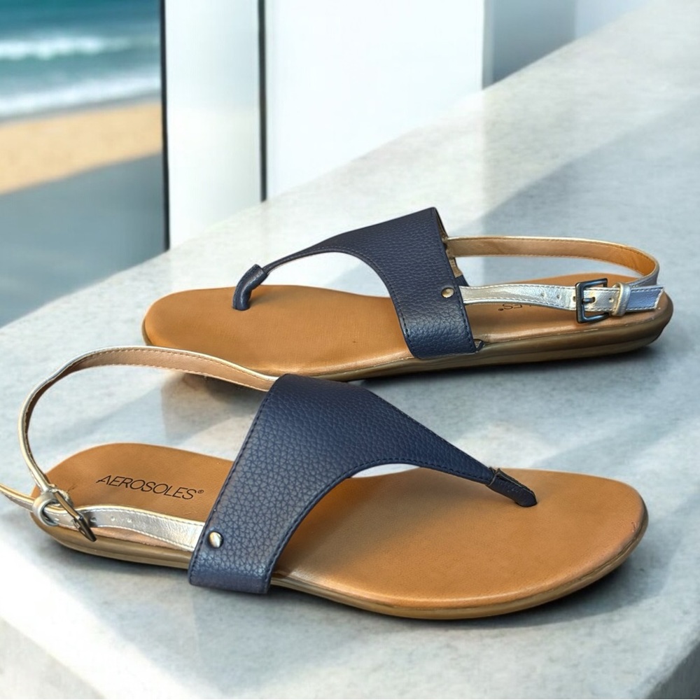 Aerosols Women’s in Conchlusion Navy Blue Sandals - Size 10m